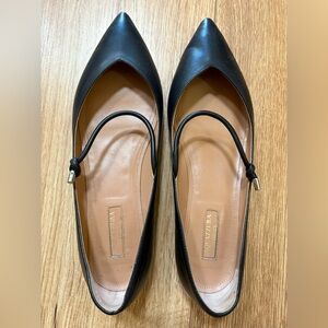 Aquazzura Black Leather Flats with Strap